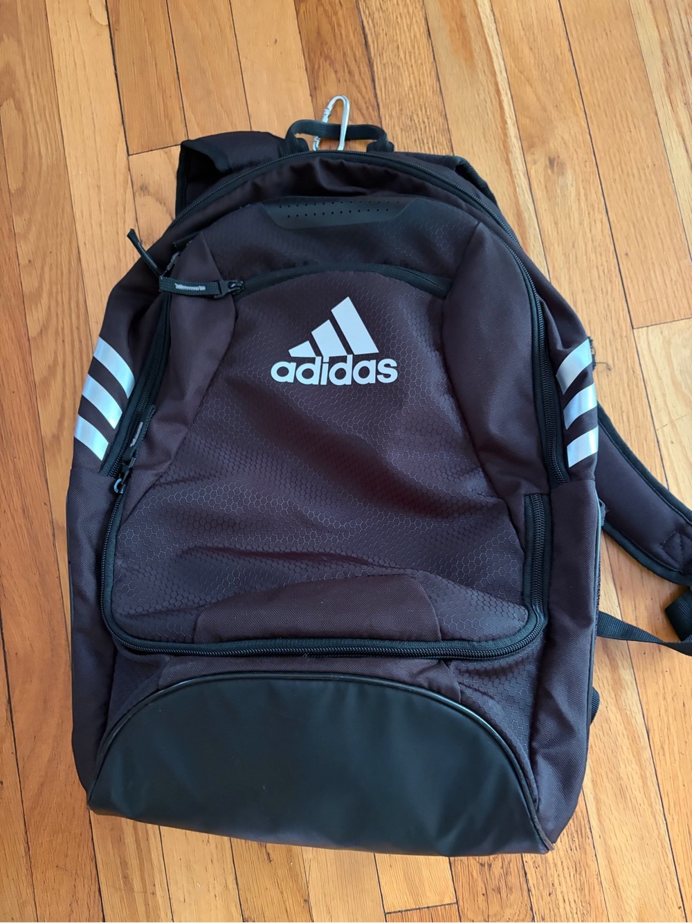 adidas Soccer Backpack w. White Logo & Stripes. Athletic. Travel. School
